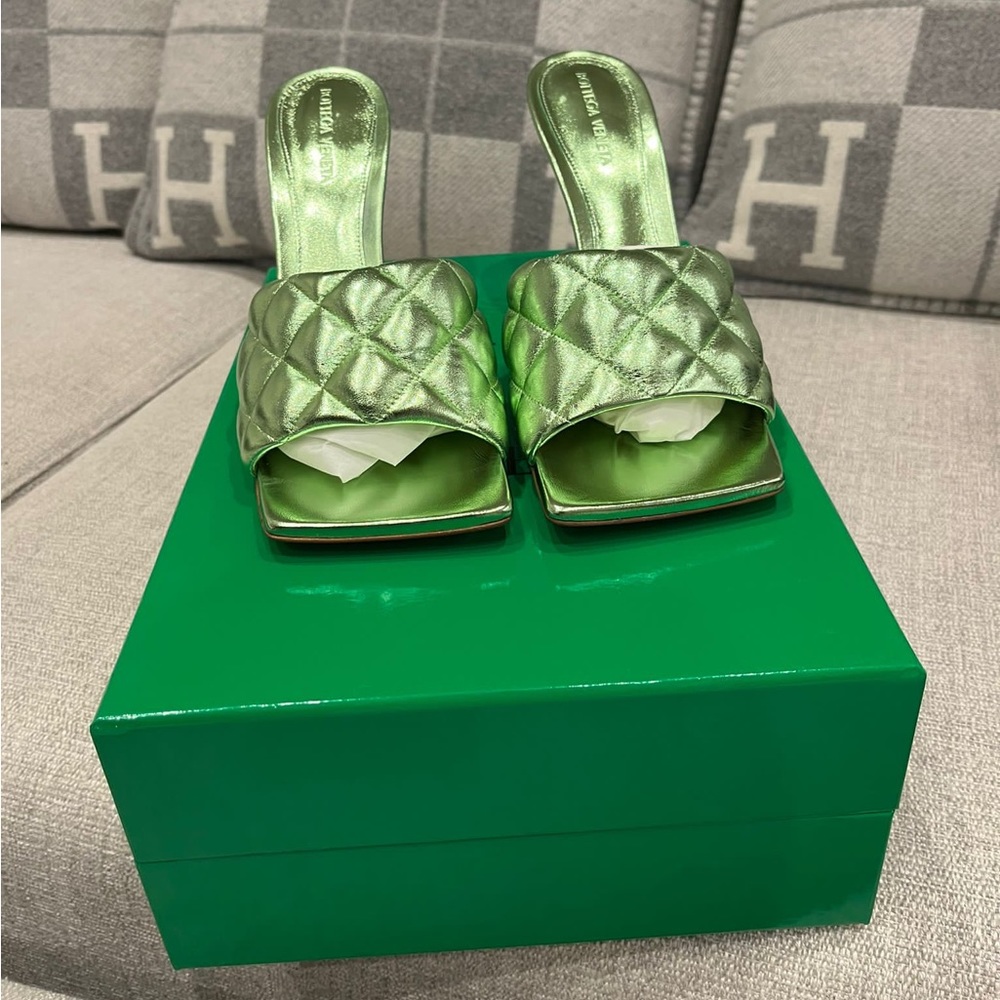 LEATHER MULES GREEN  - BOTTEGA VENETA